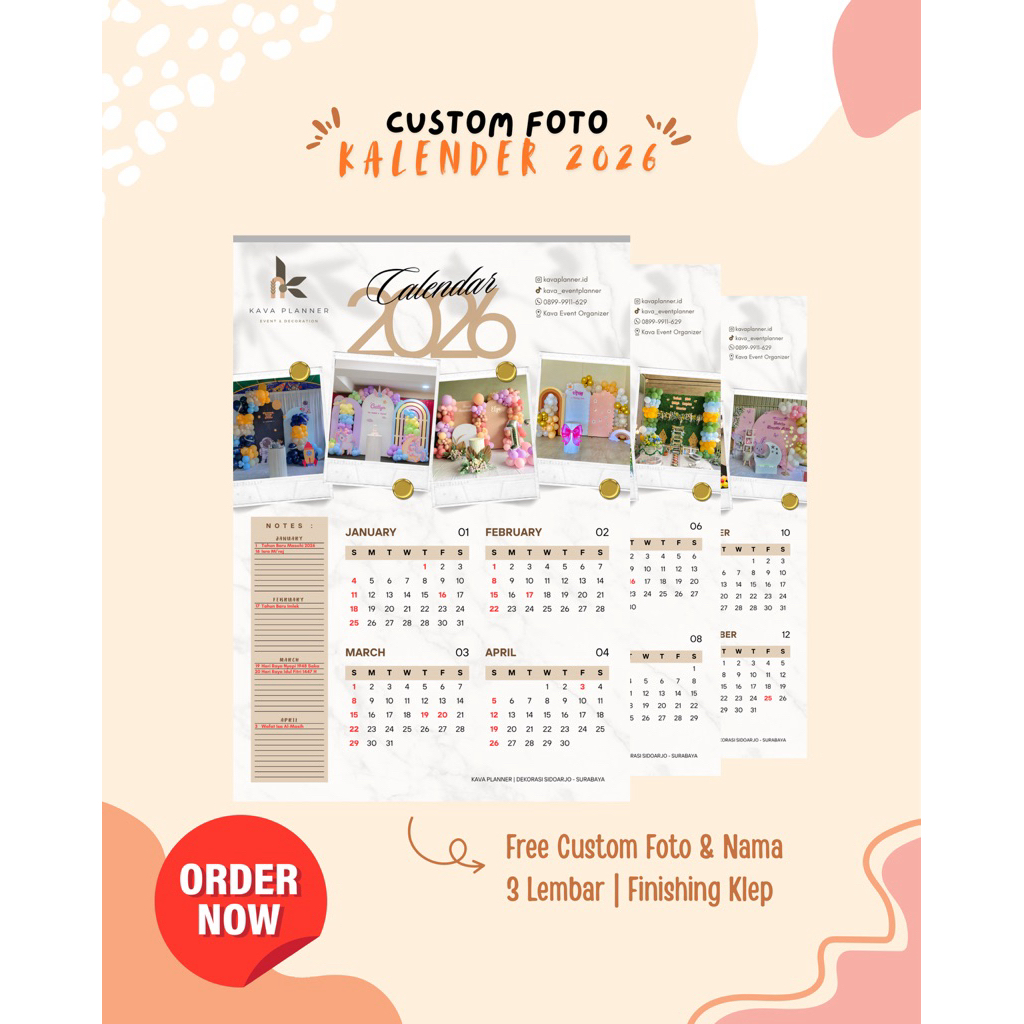 

Vamous - KALENDER DINDING CUSTOM FOTO 3 LEMBAR