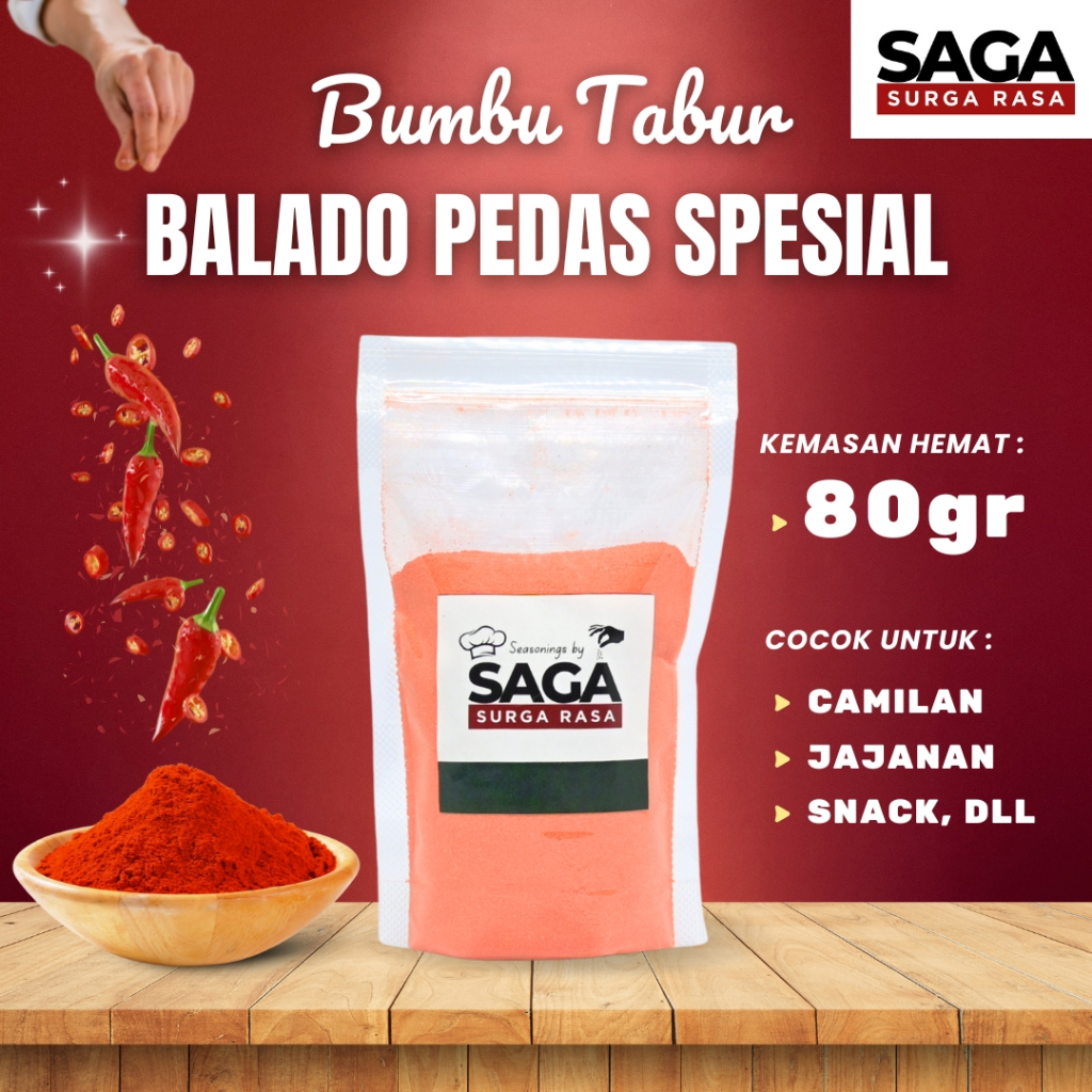 

SURGA RASA Bumbu Tabur Balado Pedas Spesial 80gr - Bumbu Tabur Rasa & Bubuk Pedas Premium