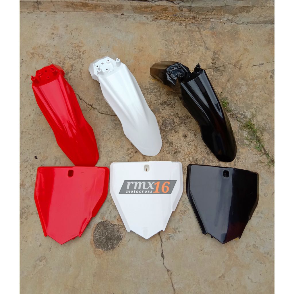 SPAKBOR DEPAN CRF 110 DAN PAPAN NOMOR HUSQVARNA CR 65 SET SUPERMOTO KLX BF DTRACKER CRF 150L WR 155