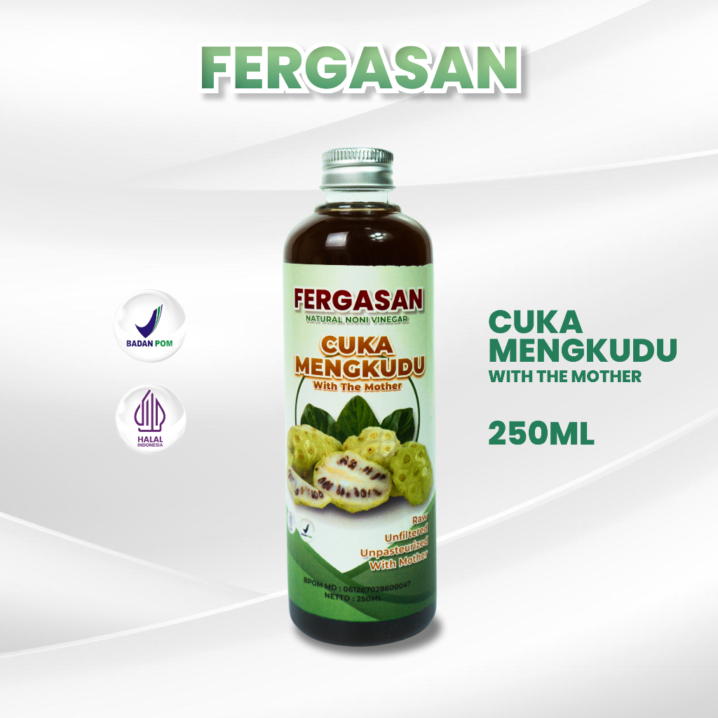 

Fergasan Cuka Mengkudu dengan Mother Raw Unfiltered Pasteurized 250ML