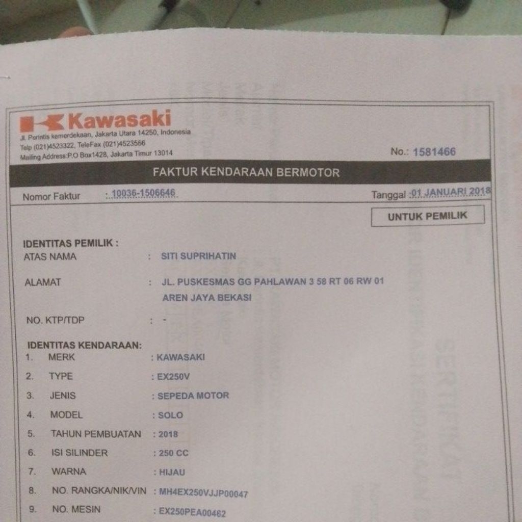 

custom faktur kendaraan