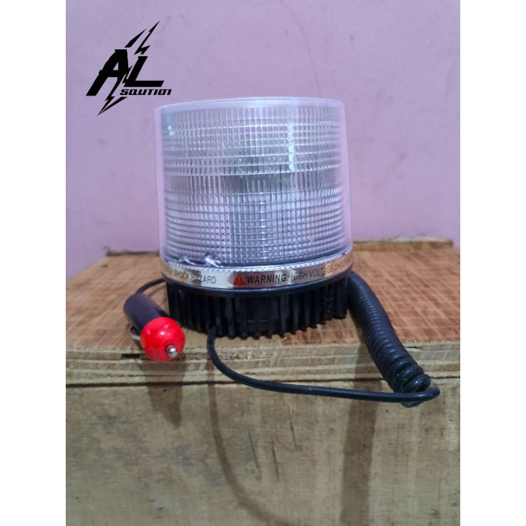 Lampu Rotary Blitz Rakitan 1X Kedip + Dilengkapi Dudukan Magnet 12 Volt 24 Volt