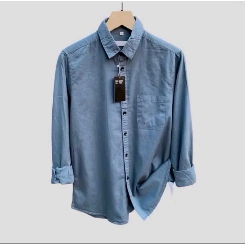 kemeja putih lengan panjang-kemeja krah pria-kemeja hm putih polos-kemeja pria kasual