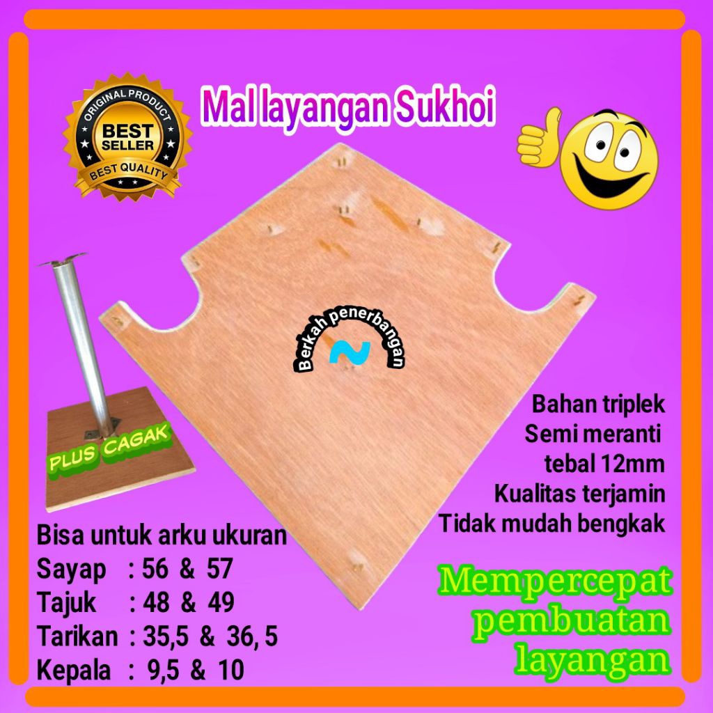 mal arku (plus cagak/penyangga besi) , cetakan layangan Sukhoi standar