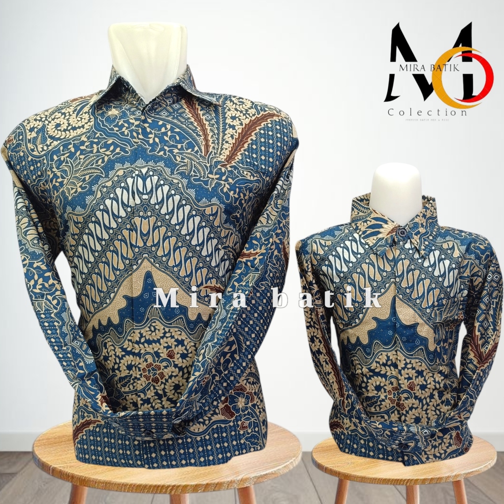 NEW BIRU EMERALD BATIK PREMIUM COUPLE AYAH ANAK / batik couple ayah anak biru emerald parang peksi k