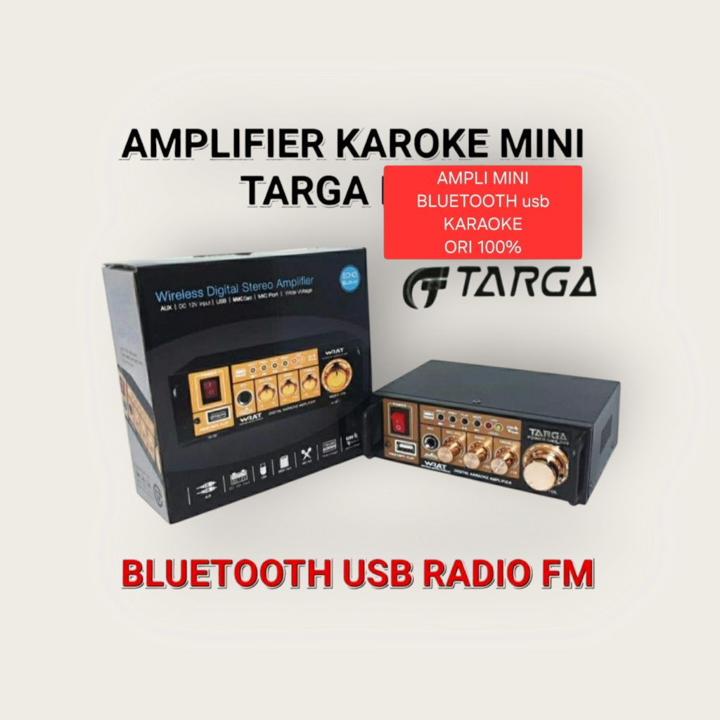 A39 AMPLI MINI BLUETOOTH ORI 100% TARGA TOA POWER AMPLIFIER KARAOKE MOBIL RUMAH AC DC STEREO 2 CHANE