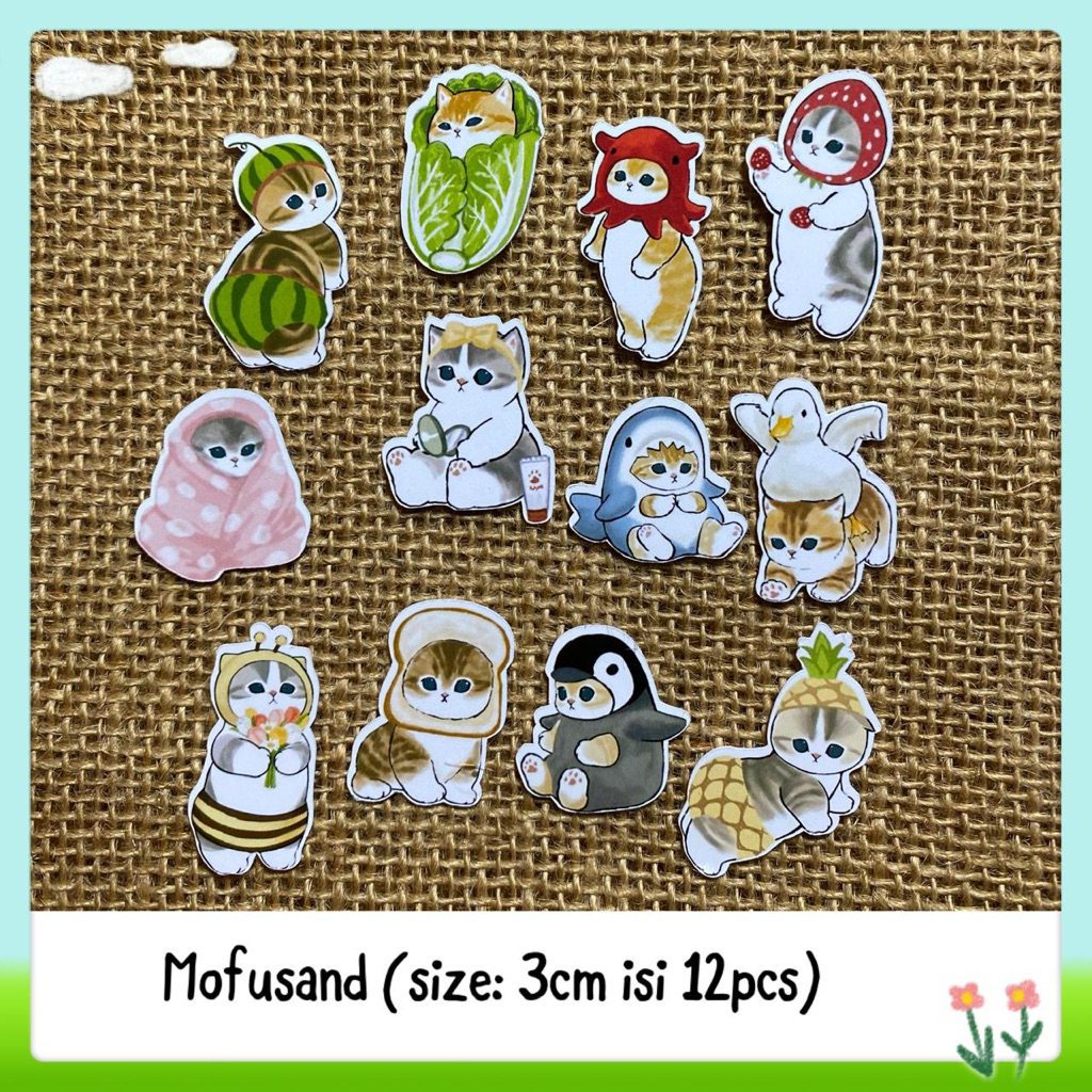 

12pcs sticker tempelan cat mofusand / sticker kucing lucu viral