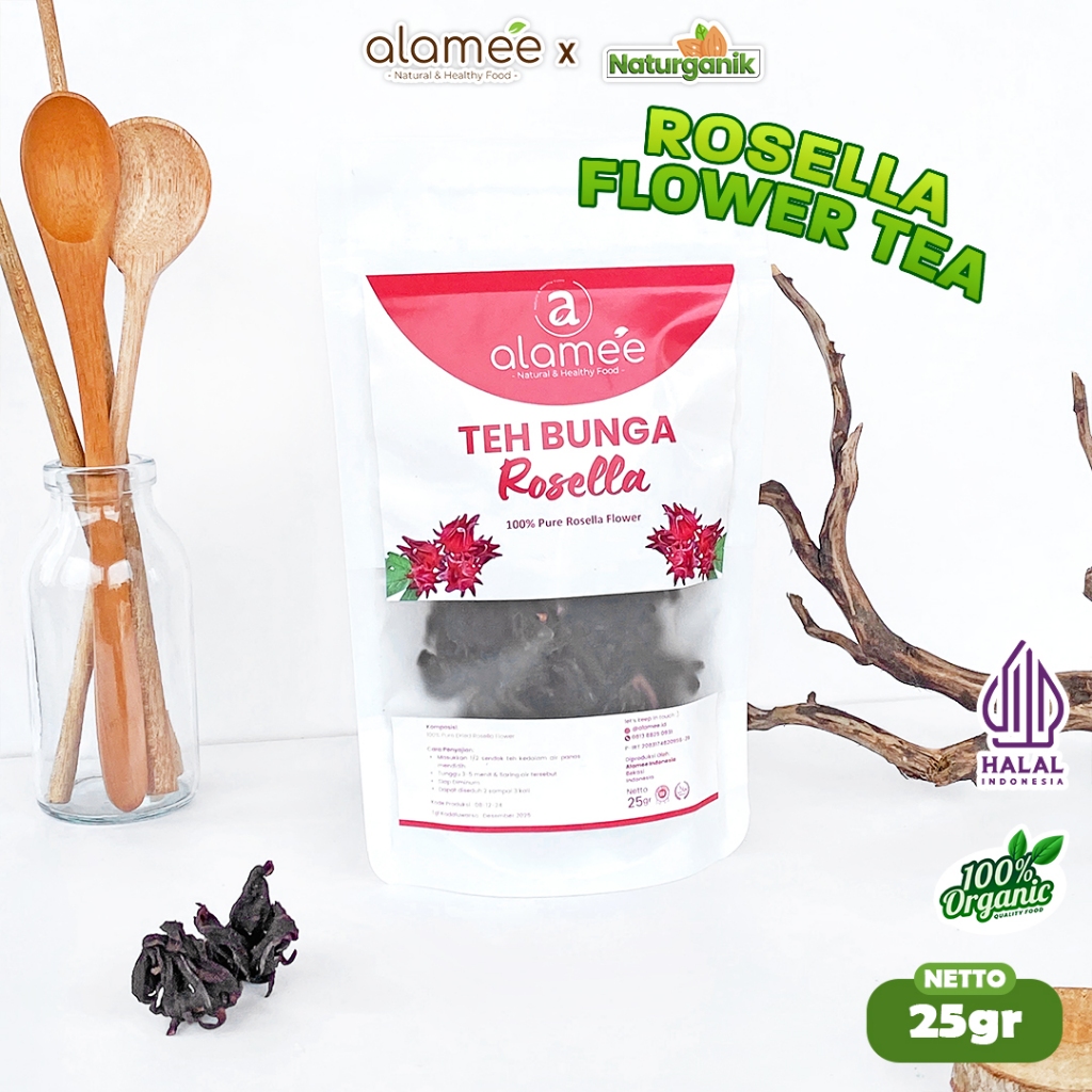 

ALAMEE Rosella Flower Tea Teh Bunga Rosela Kering Flower Merah Organik Red 25gr Naturganik