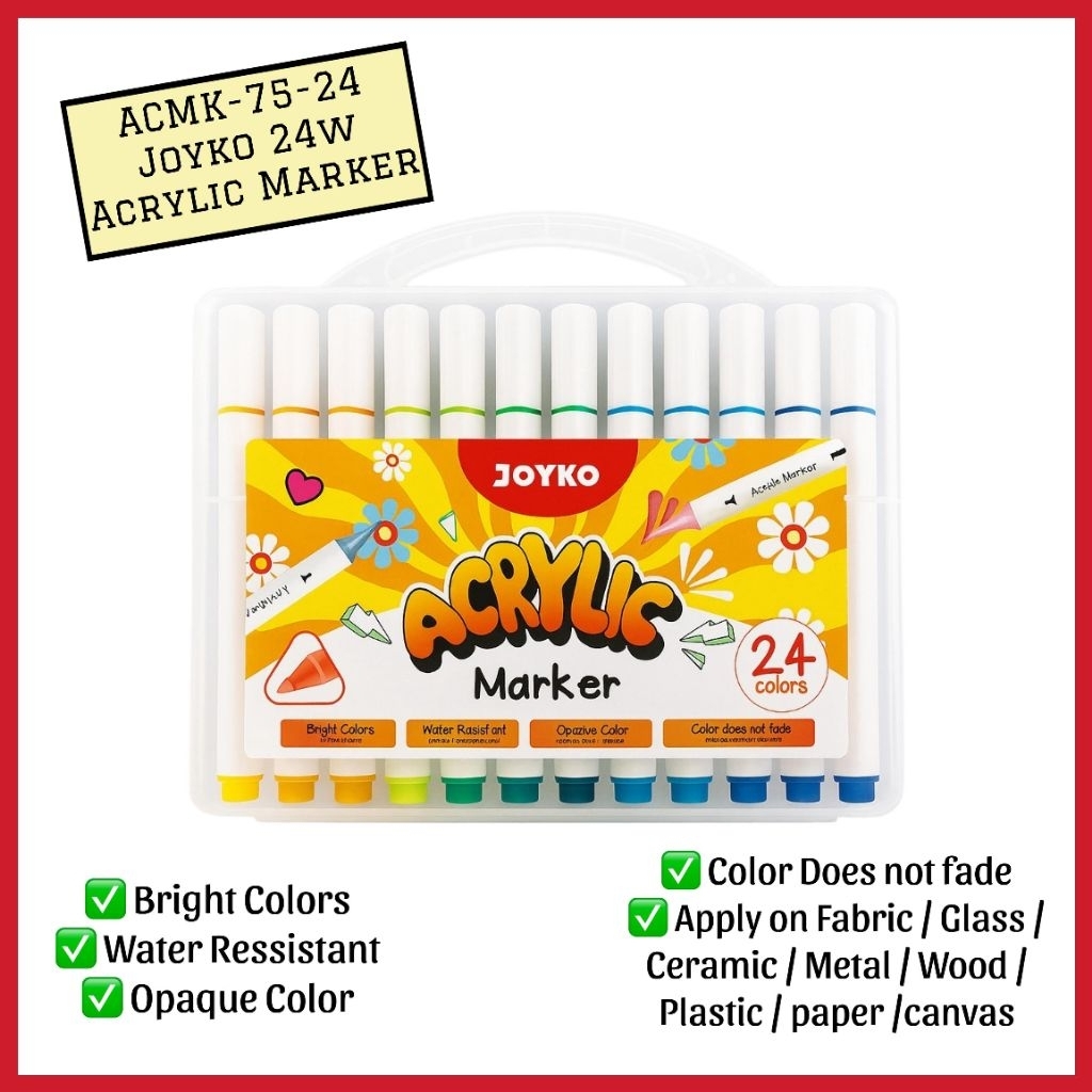 

SPIDOL WARNA WARNI 1 SET SPIDOL ACRYLIC AKRILIK COLOR MARKER 24 WARNA JOYKO ACMK-75-24