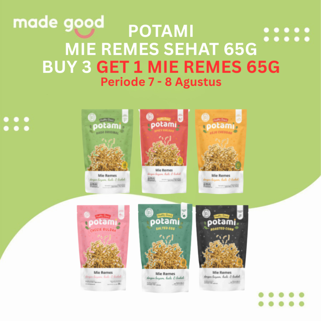 

Potami Healthy Snack 65gr Mie Remes Bayam Original Spicy Cheese 65gr