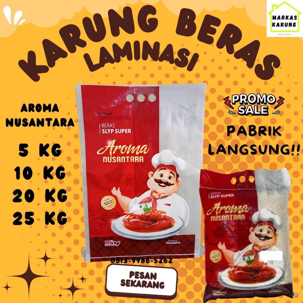 Karung Laminasi Aroma Nusantara Beras Super Karung Beras Karung Beras 5kg 10kg 20kg 25kg KUALITAS SU