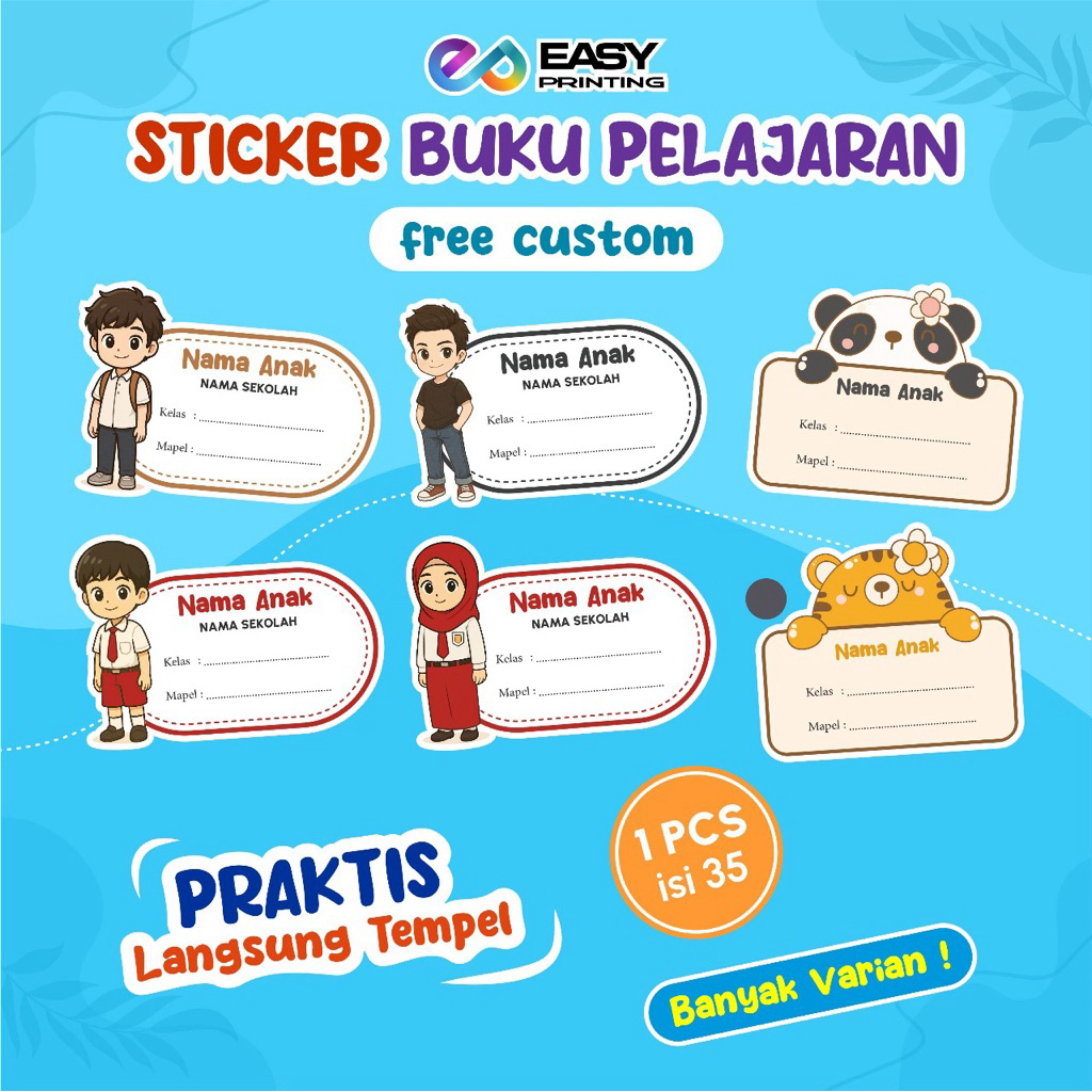 

{isi 35 pcs} Stiker Nama Buku I Stiker Label Pelajaran | Stiker Nama Sekolah
