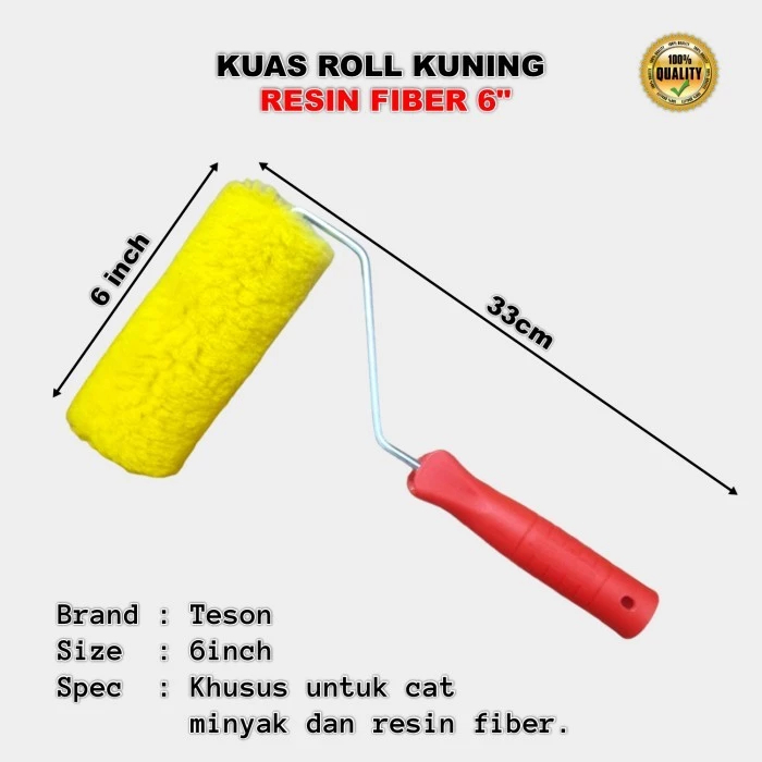 Kuas Roll Cat Tembok 6 Inch Resin Fiber Teson Roller Cat Dinding Halus Kuat Awet