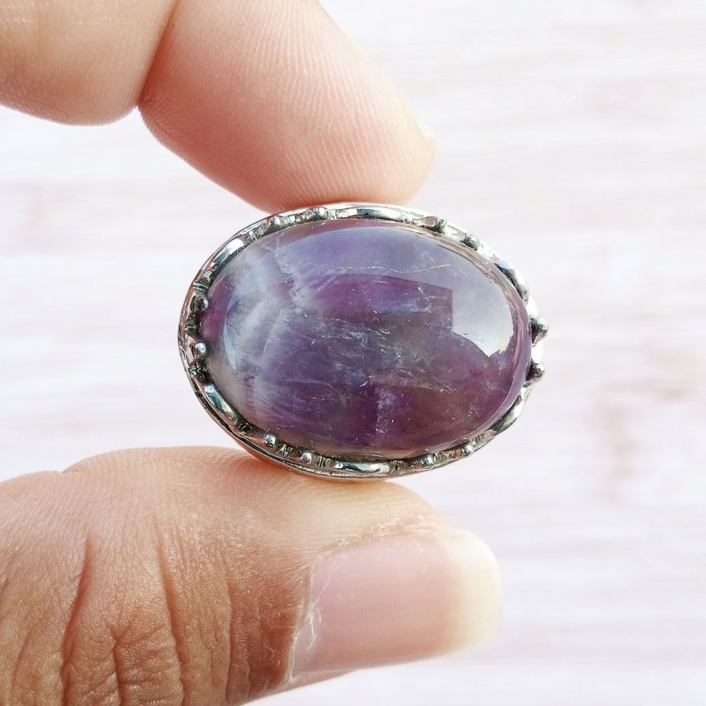 Cincin Batu Natural Kecubung Ungu / Amethyst Jumbo