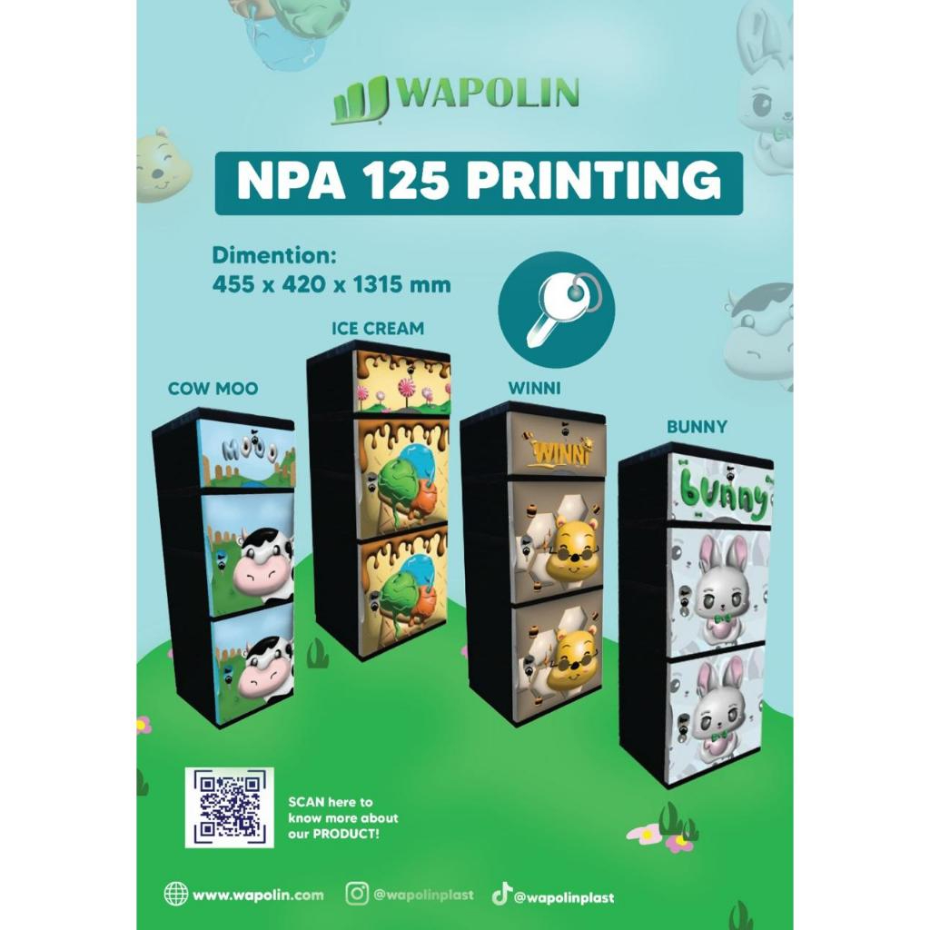 Lemari Pakaian anak/Lemari Plastik Gambar/Lemari plastik Susun/Lemari Plastik Laci NPA 125 - Wapolin