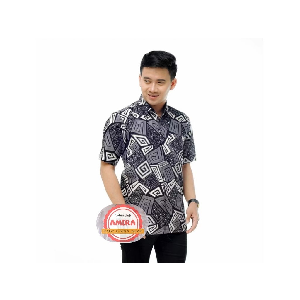 Kemeja Batik Pria Remaja Laki-laki  Lengan Pendek