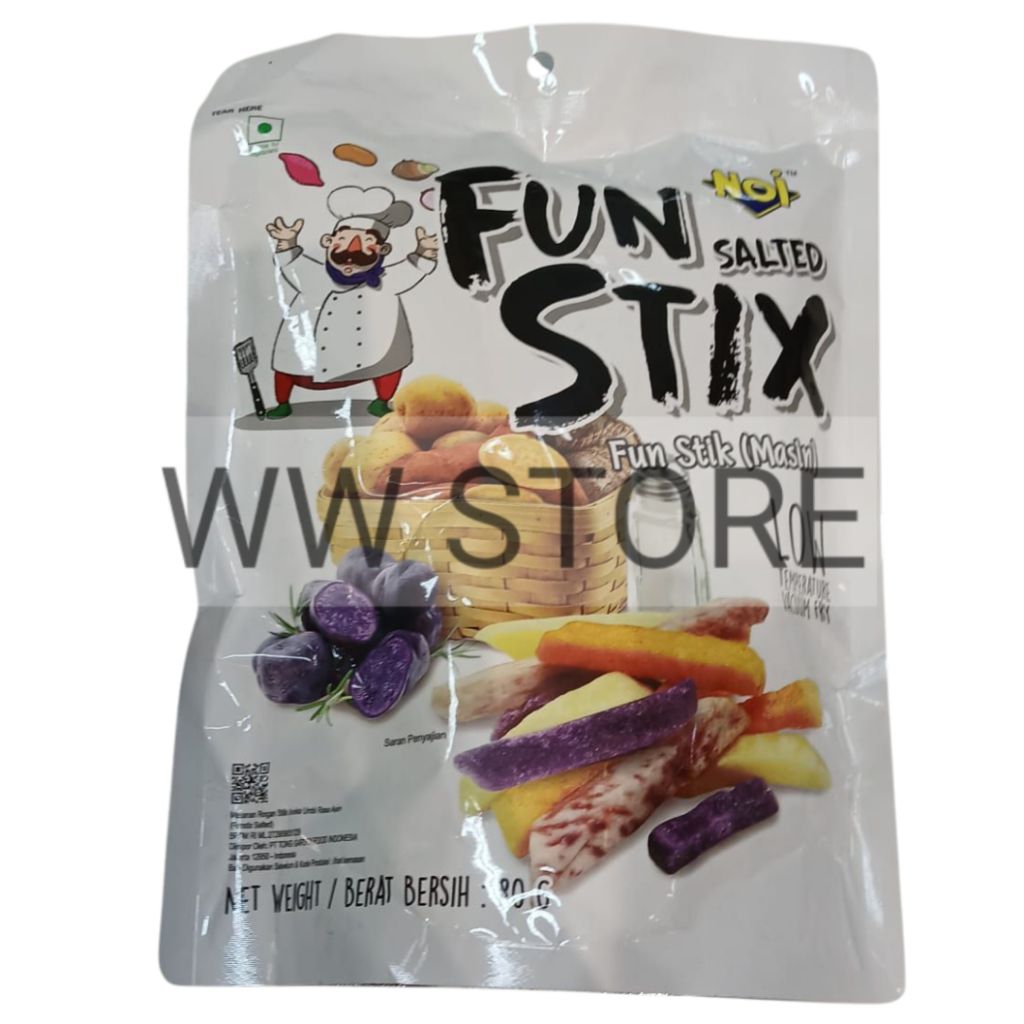 

Cemilan snek makanan ringan stik aneka umbi rasa asin NOi SALTED FLAVOUR FUN STIX Stick 80g ( 4pcs x 20g )
