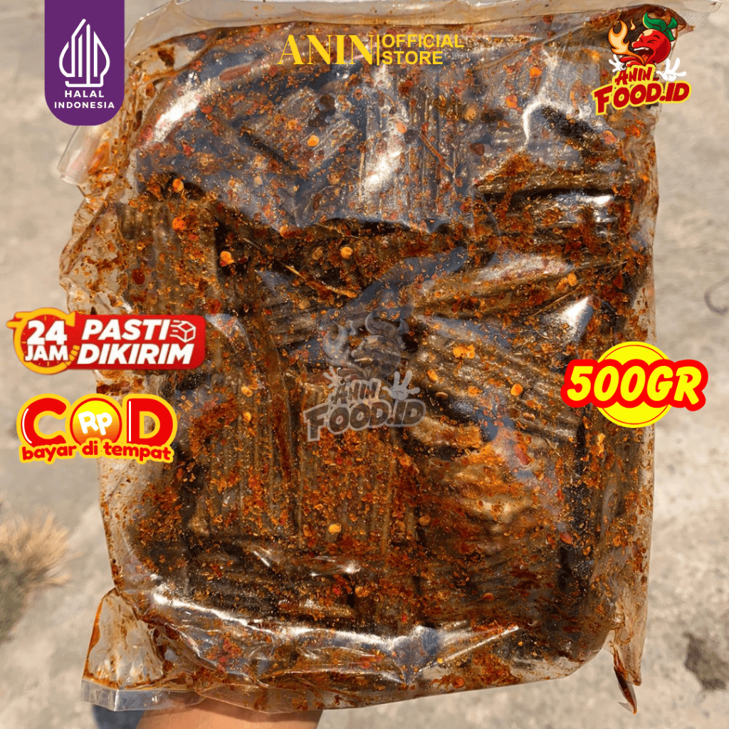 

500GR Kerupuk Jengkol Bantet Extra Pedas Daun Jeruk Bumbu Melimpah AninFood.id