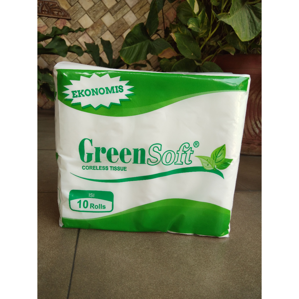 GREEN SOFT CORELESS / TISU GULUNG / TISU CORELESS / TISSUE TANPA TULANG ISI 10 ROLL / TISU GULUNG GR