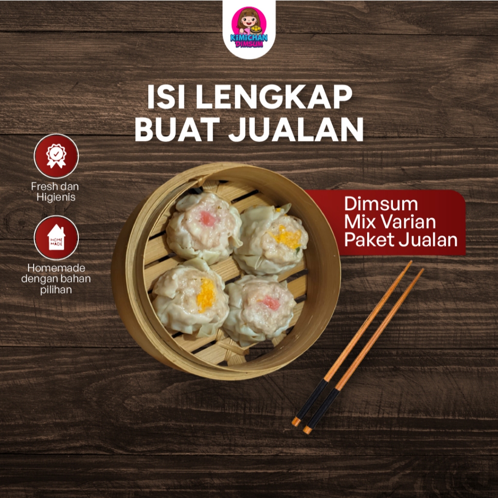 

Paket Jualan Dimsum Frozen Halal Mix Isi 50/100/500pcs Varian Ayam Keju Jamur Crabstick Home Made by Kimichan Dimsum