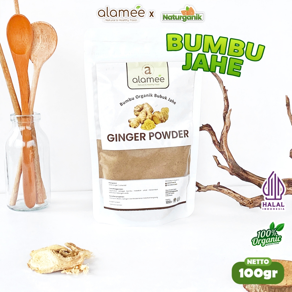 

ALAMEE Jahe Putih Bubuk Bumbu Instan Ginger Powder Minuman Herbal 100 Gram Organik Naturganik