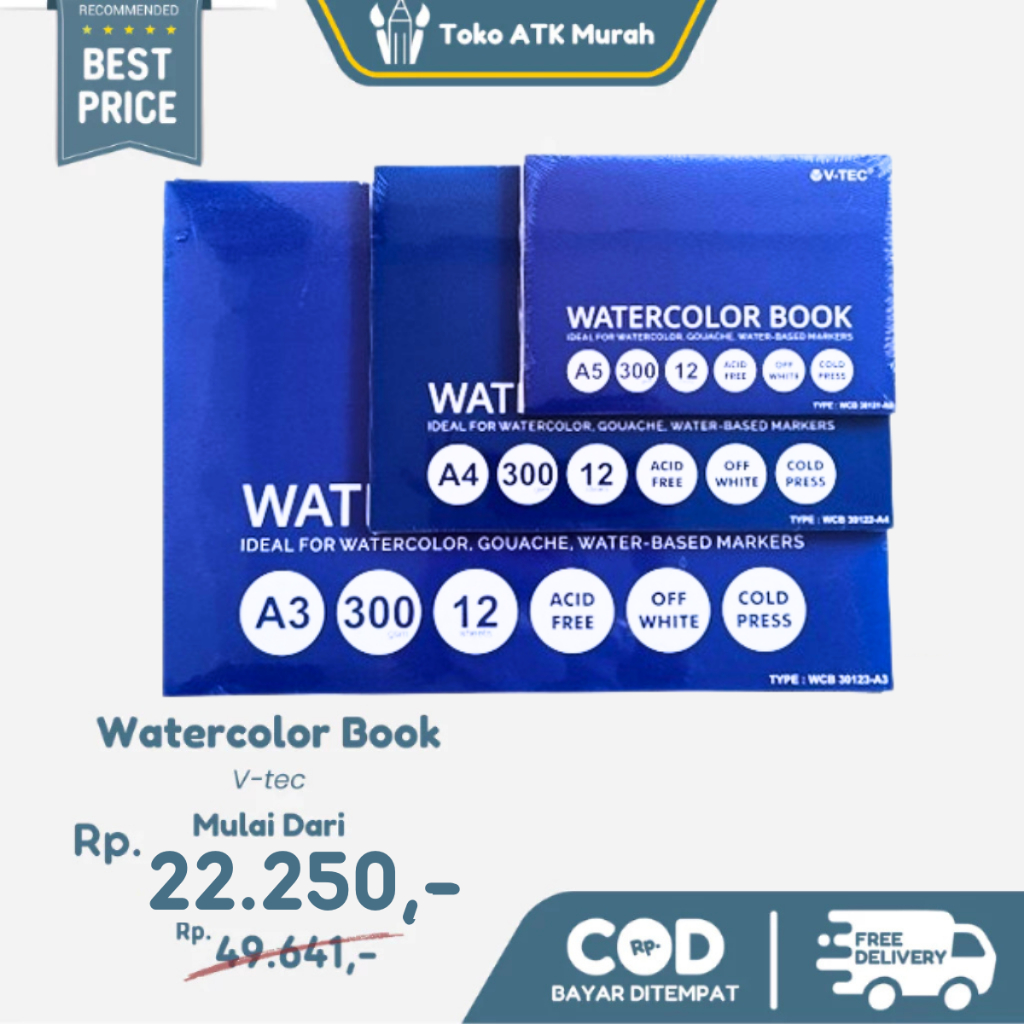 

V-Tec Watercolor Book A5 / A4 / A3 300 gsm