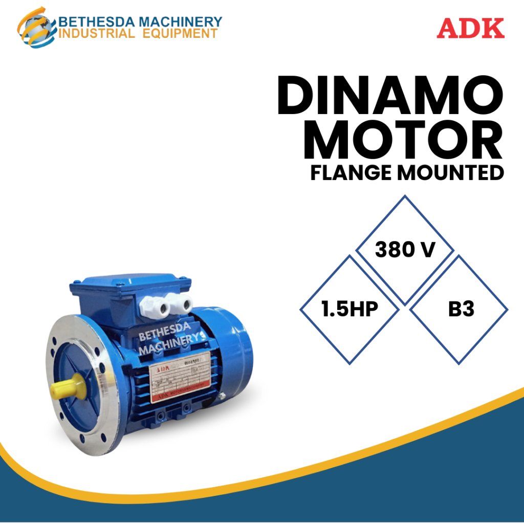 ADK Motor dinamo 1.5 Hp 1.1 kw 3 Phase Flange Mounted - 1500 Rpm