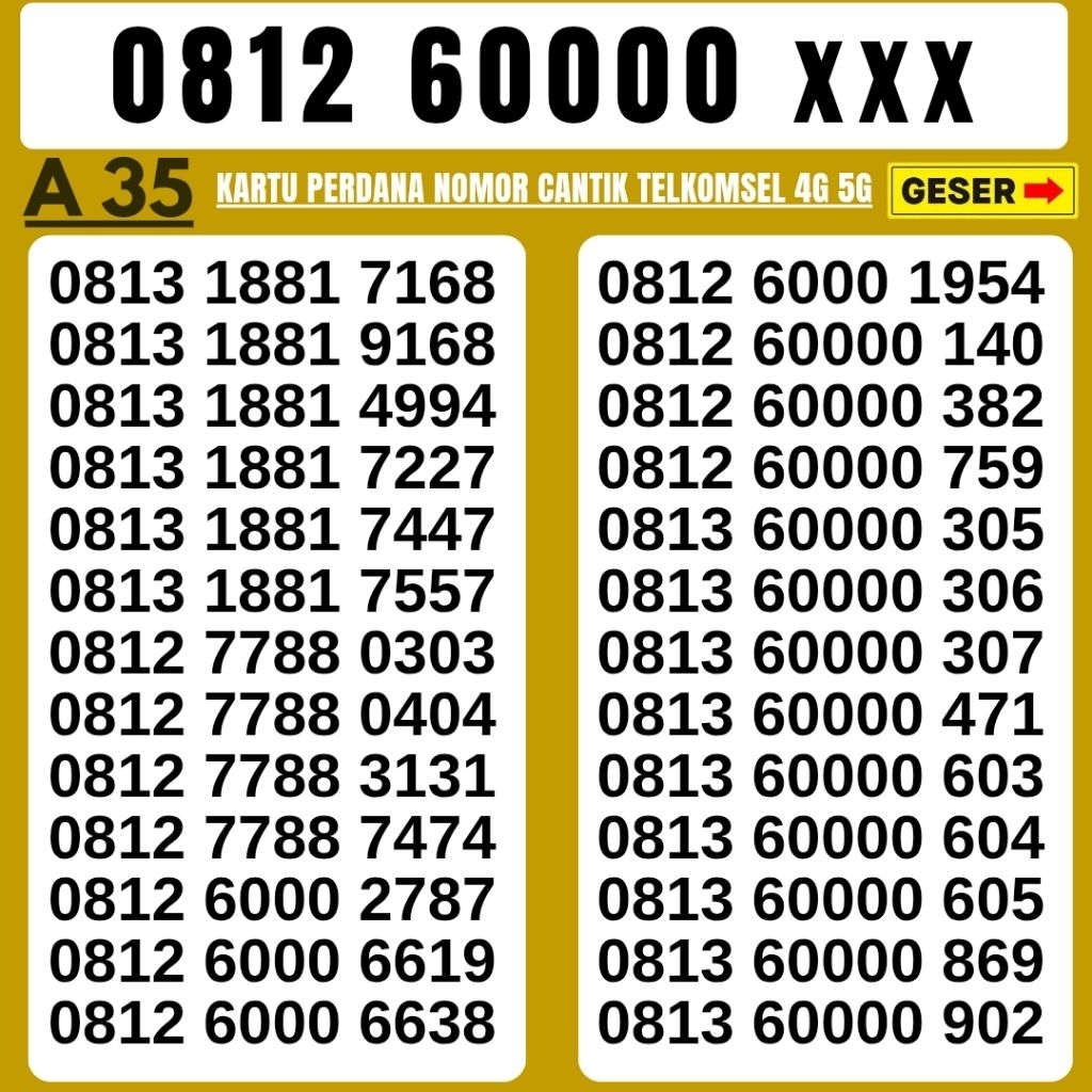 Nomor Cantik Simpati Telkomsel 4G 5G Kartu Perdana Telkomsel Simpati Nocan Simpati Nomer Cantik Telk