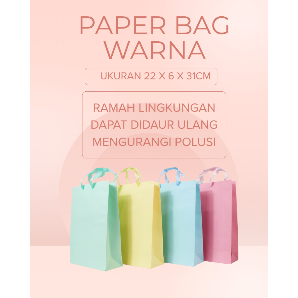 

Tas Kertas Polos 22 x 6 x 31 cm – Paper Bag Warna Go Green, Premium Look