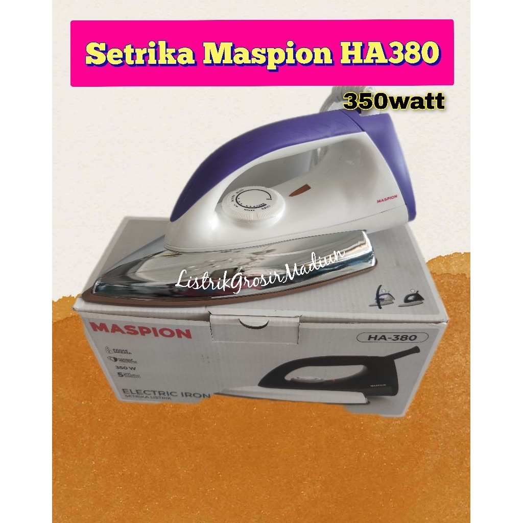 setrika listrik maspion HA380 350watt warna ungu