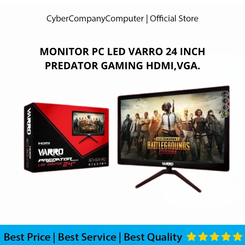 MONITOR PC LED 24 INCH VARRO PREDATOR GAMING HDMI+VGA - MONITOR VARRO PREDATOR PC LED GAMING 24 INCH