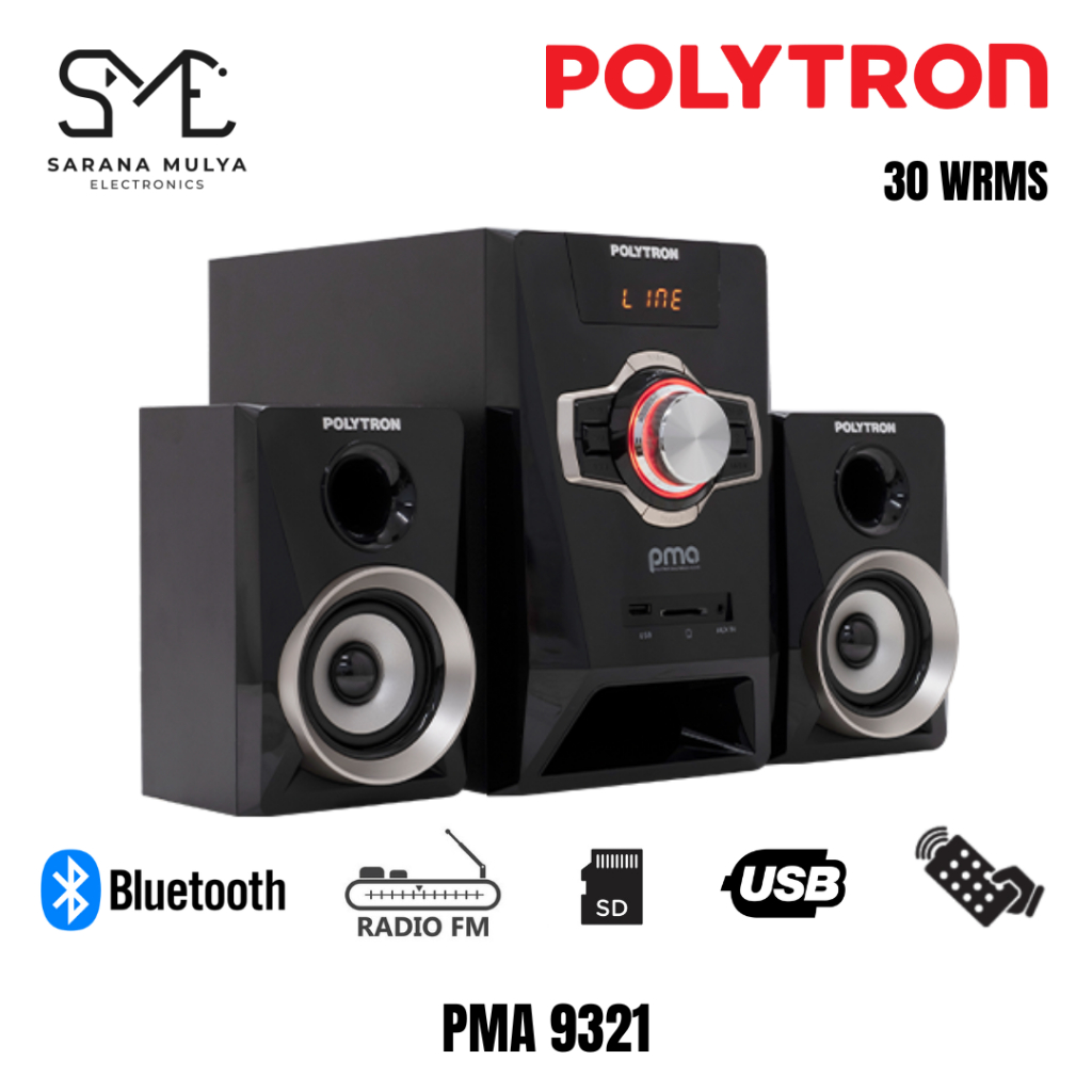 Speaker Bluetooth Polytron PMA 9321 - Speaker Aktif Bluetooth, Radio,USB, SD Card