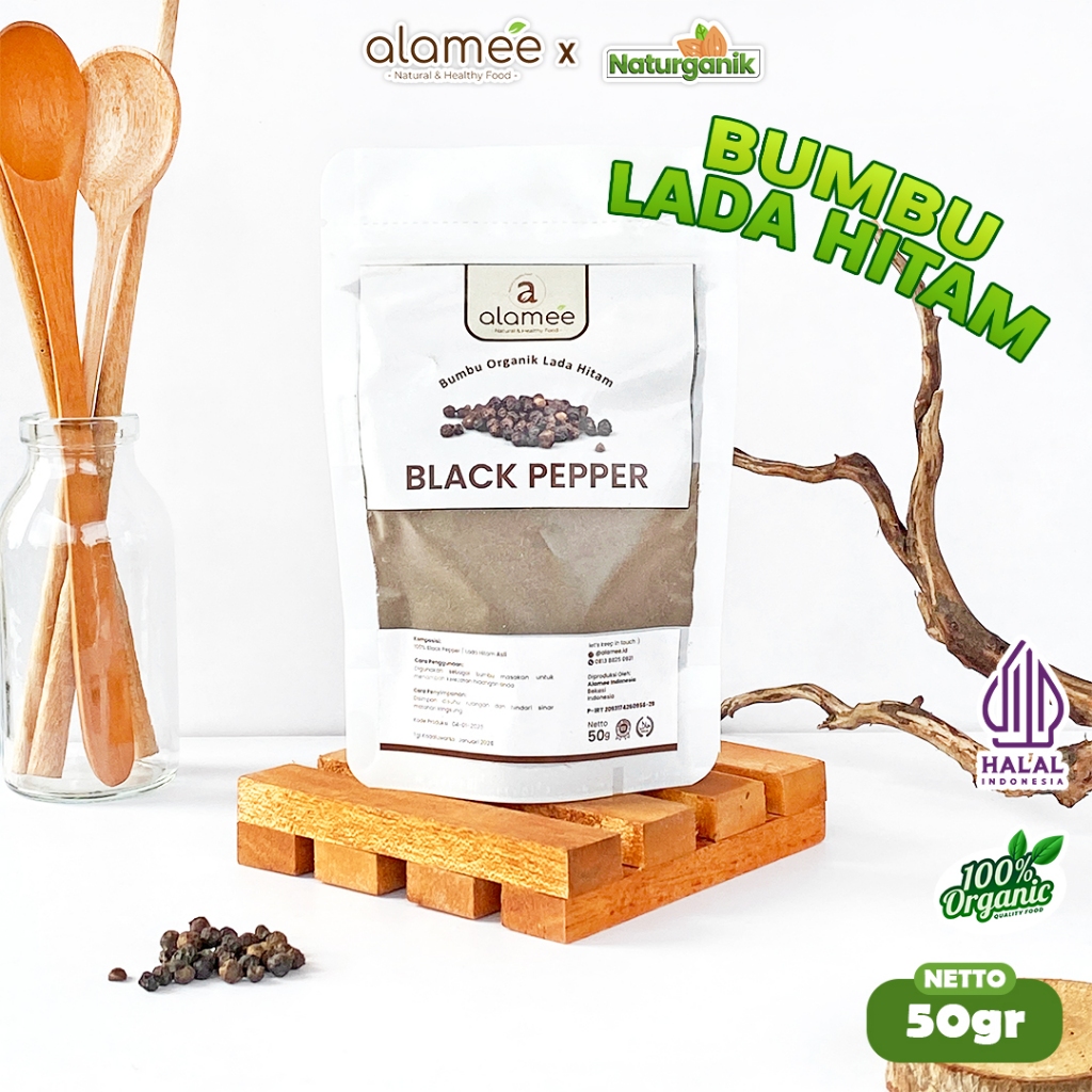 

ALAMEE Lada Hitam Bubuk Black Pepper Powder Bumbu Dapur Instan Blackpepper 50Gram Organik Naturganik