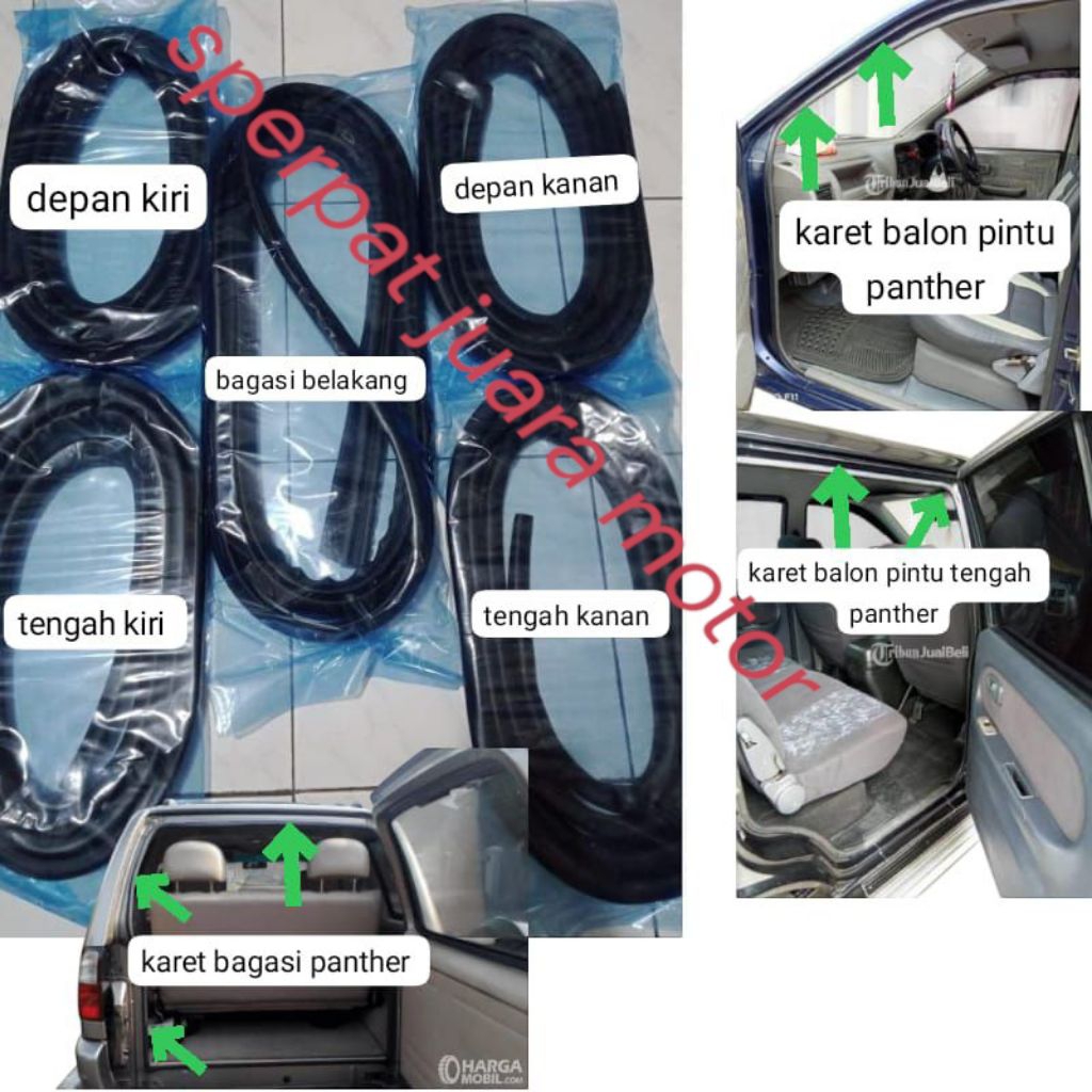 KARET BALON PEREDAM BODY PINTU DAN BAGASI MOBIL ISUZU PANTHER KAPSUL TOURING FULLSET 5PCS ORIGINAL