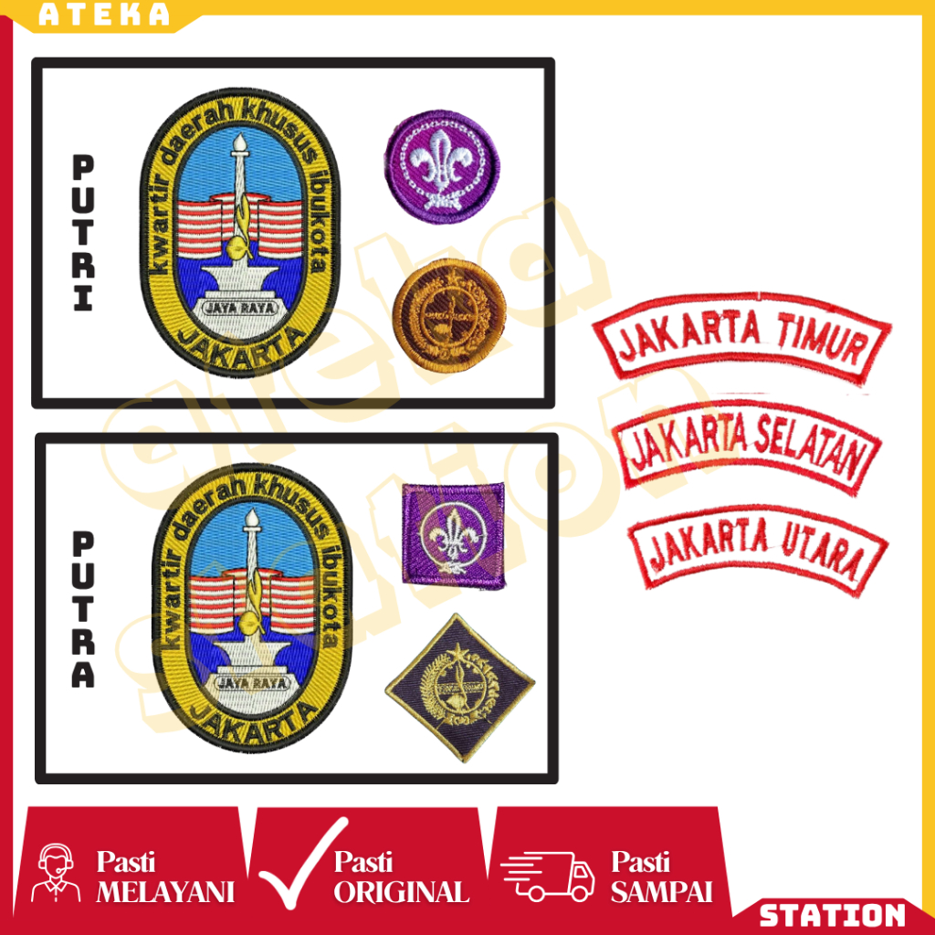 Set Atribut Bet Lokasi Pramuka Putra Putri Jakarta Timur / Jakarta Selatan / Jakarta Utara