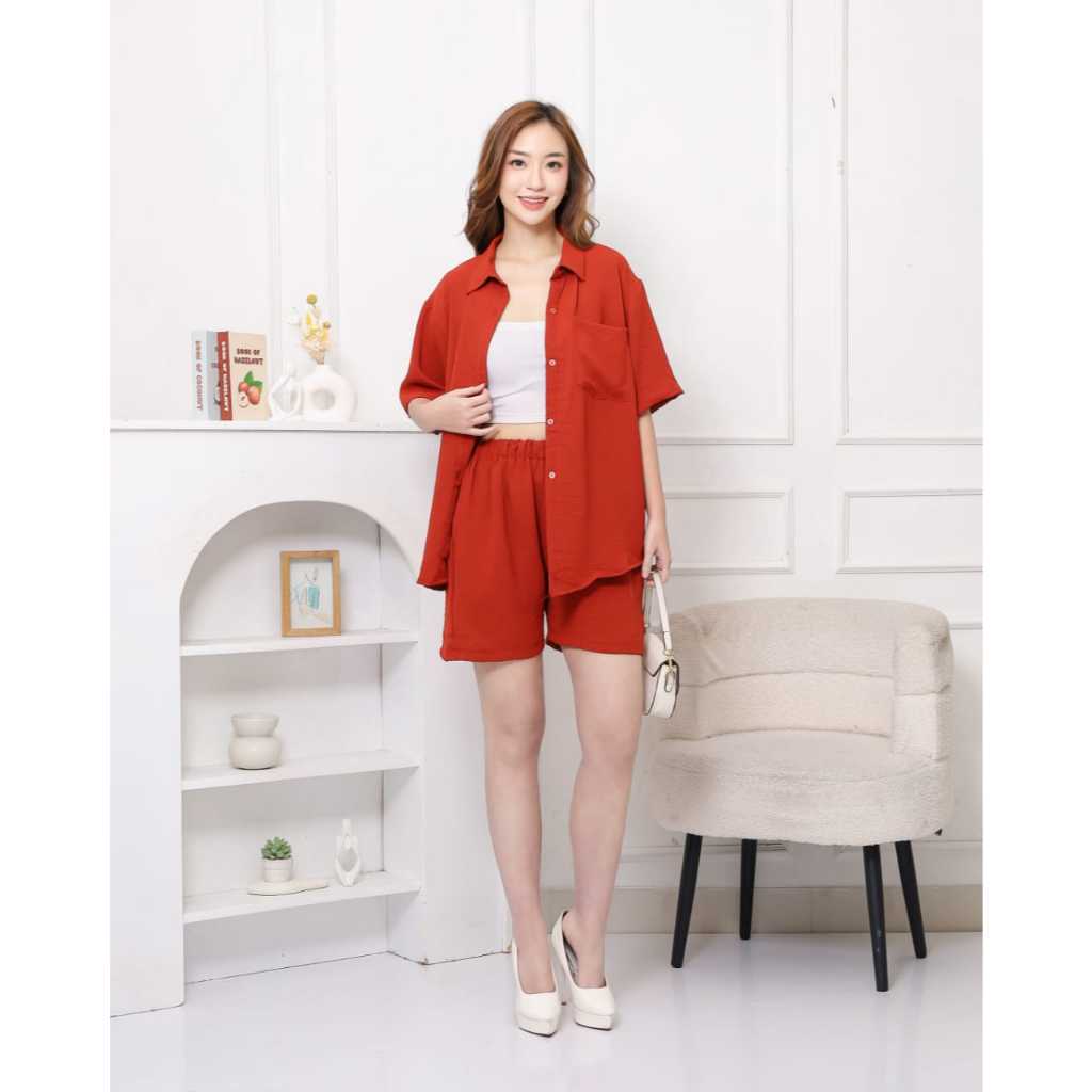 Gienid | One Set Kekinian Alila | Linen Crinkle | One Set Korean Style