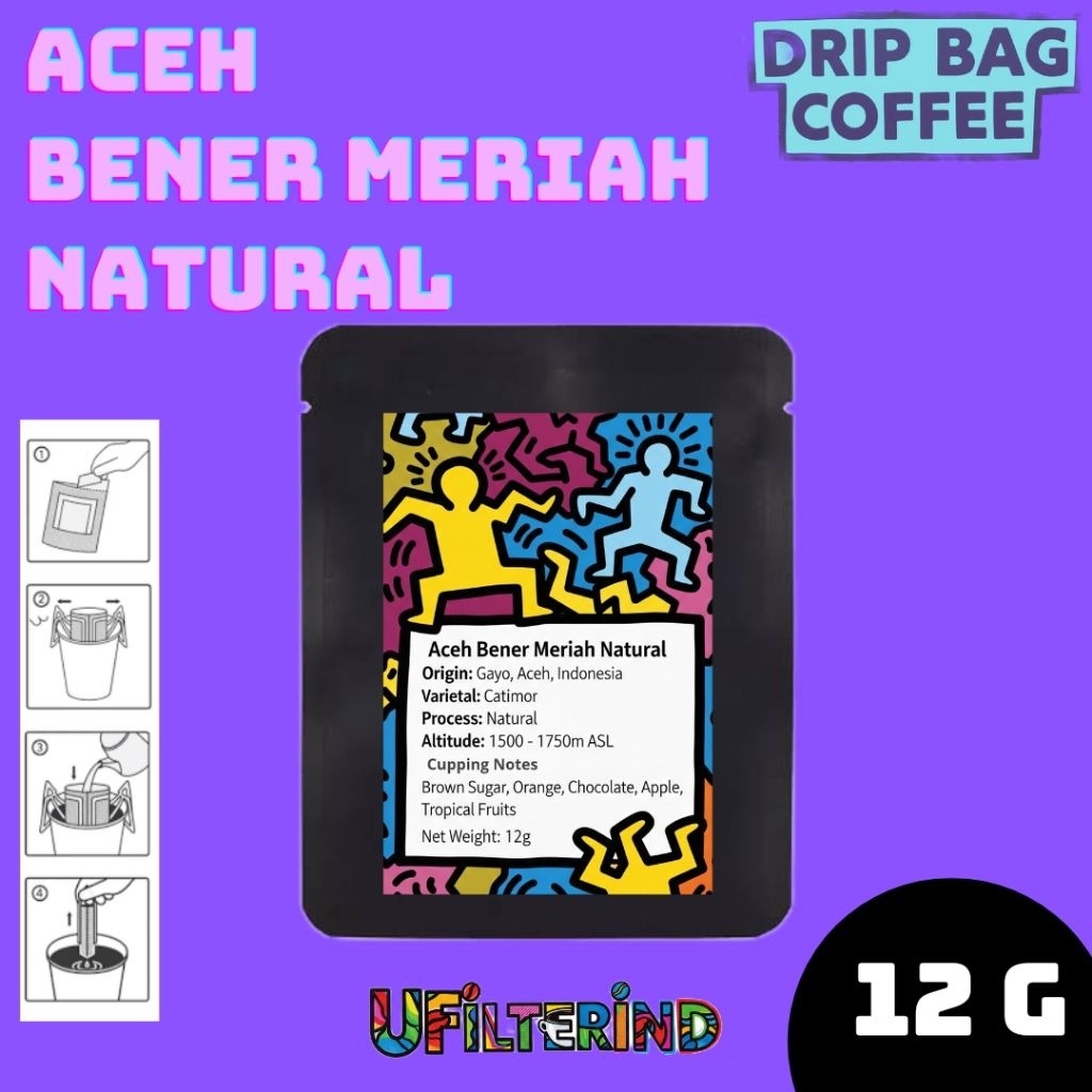 

Dripbag Coffee Filter Kopi Sachet Arabika Aceh Bener Meriah Natural - 12g