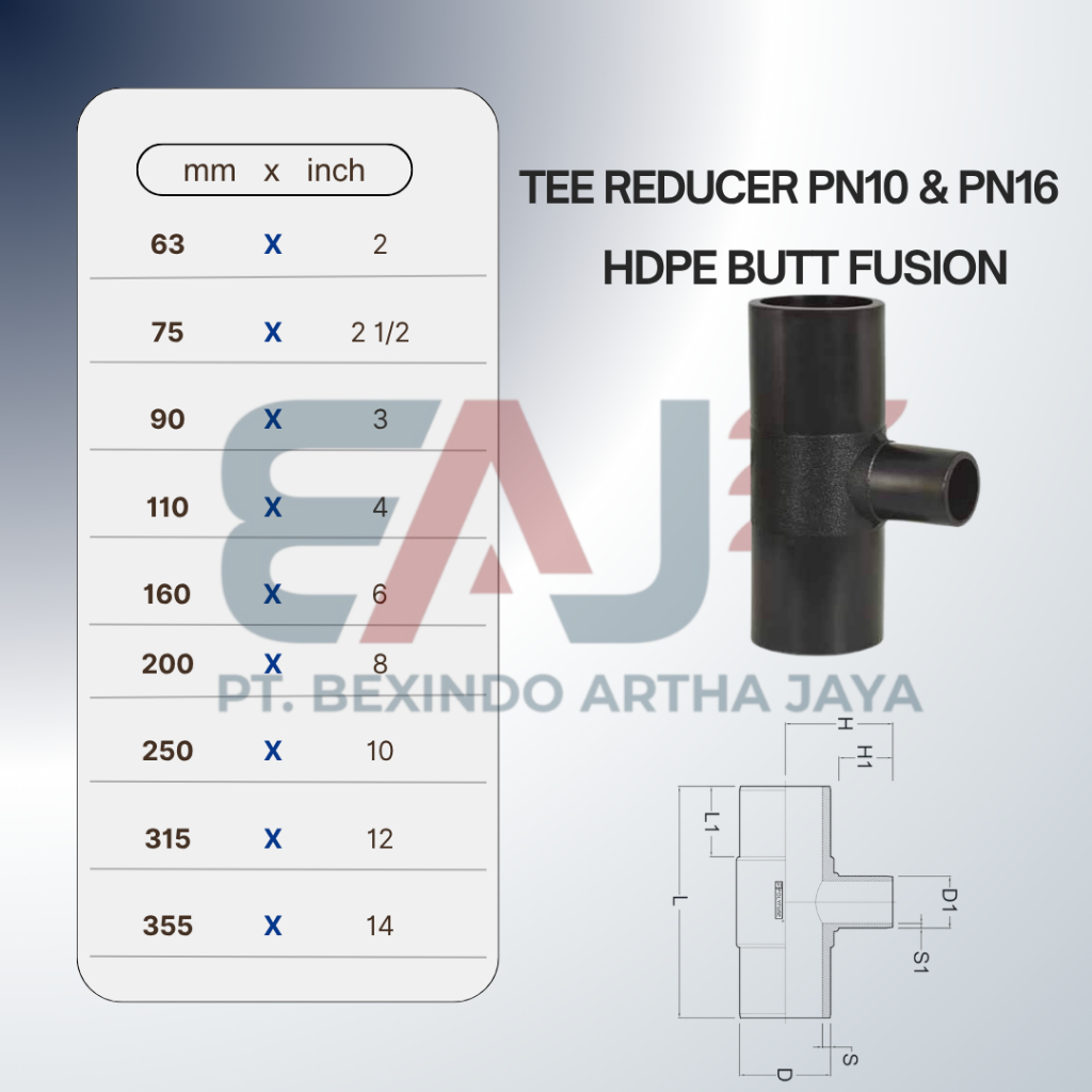 Tee Reducer Butt fusion Hdpe Size 6 x 4 Inch | Tee Reducer Hdpe
