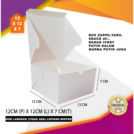 Paper Box Zuppa Ukuran 12x12x7 Cm Dus Snack Tahu Kardus Ivory Putih Laminasi