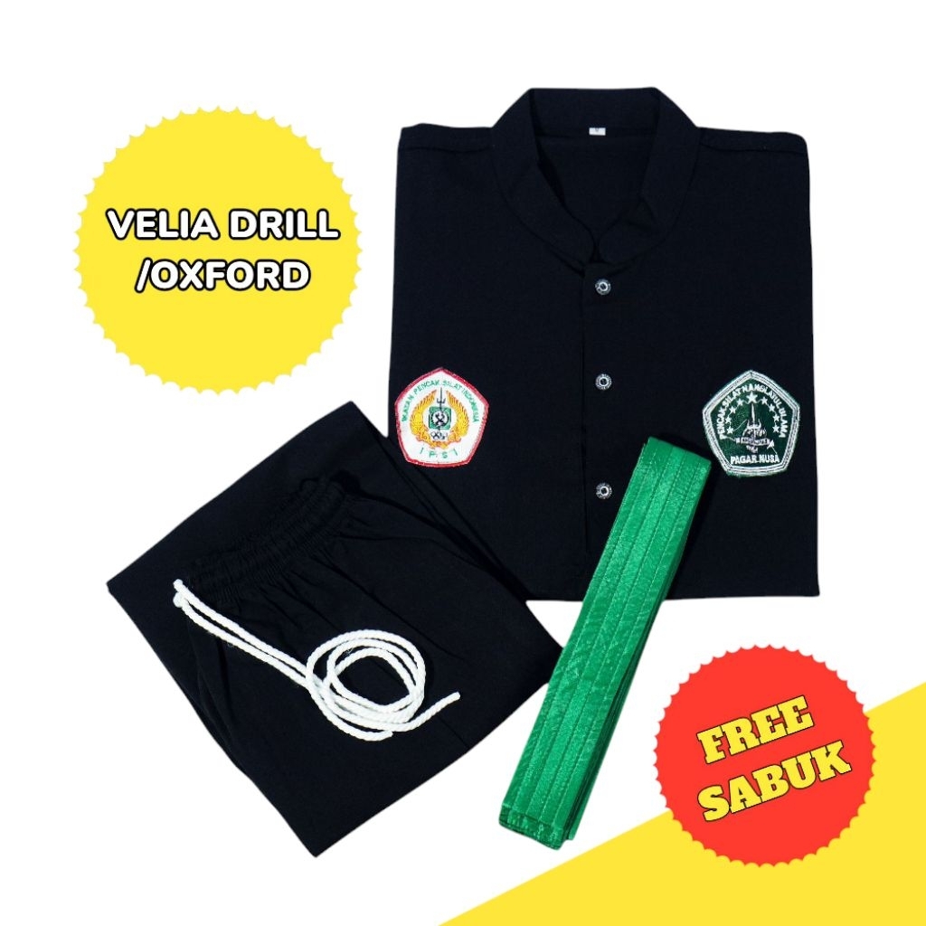 SERAGAM PAGAR NUSA + SABUK HIJAU / SERAGAM SILAT / SAKRAL PAGAR NUSA / PAGAR NUSA