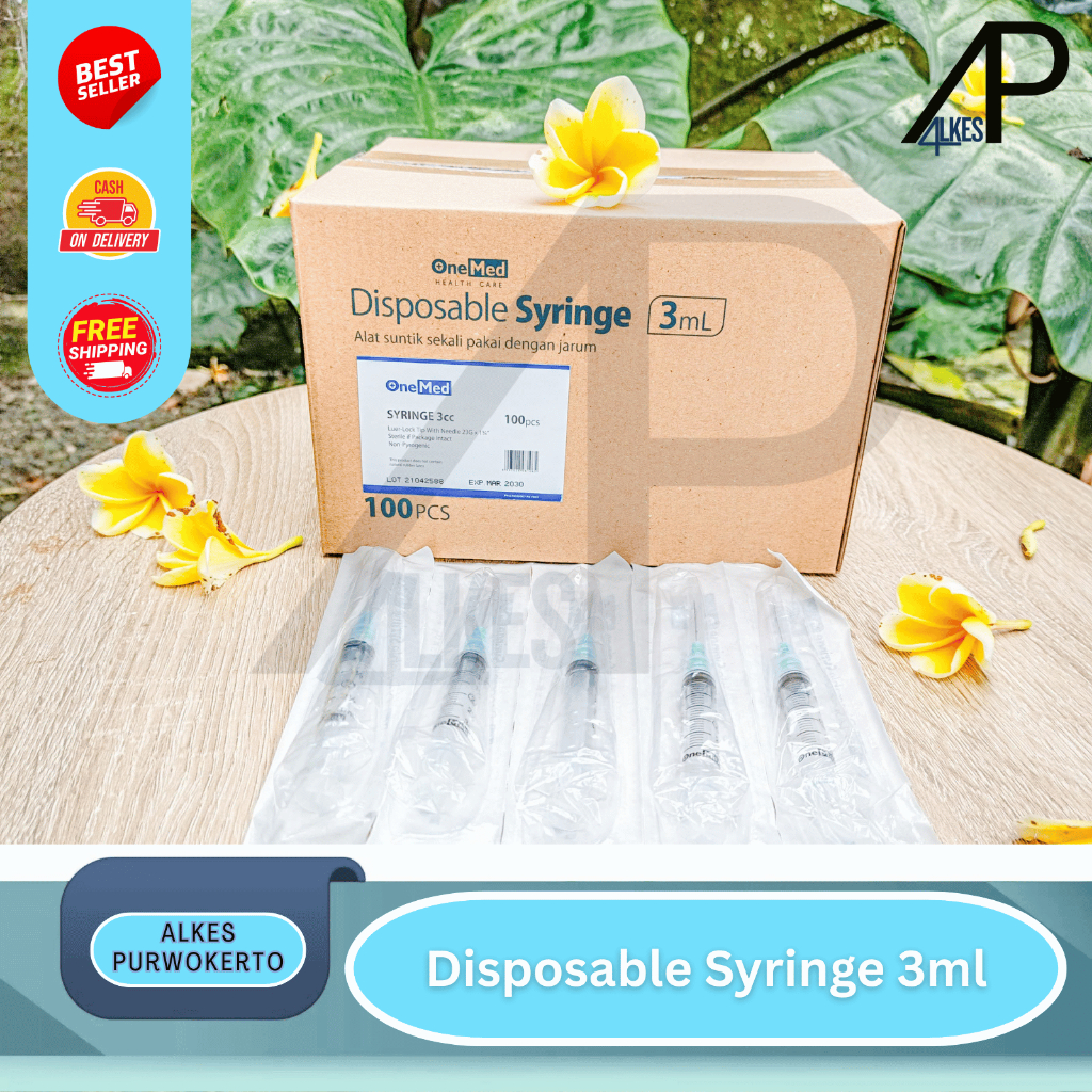 Syringe 3cc Onemed/ jarum suntik 3ml/ Spet 3cc Onemed. 1 box