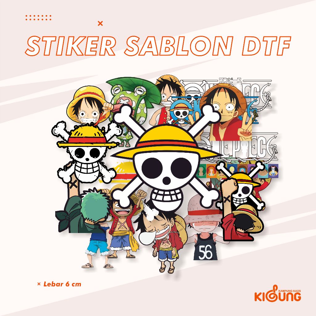

Sticker Sablon One Piece Anime (Patch DTF) Kaosm Jaket Topi Celana / Sticker Fit Custom Anime One Piece