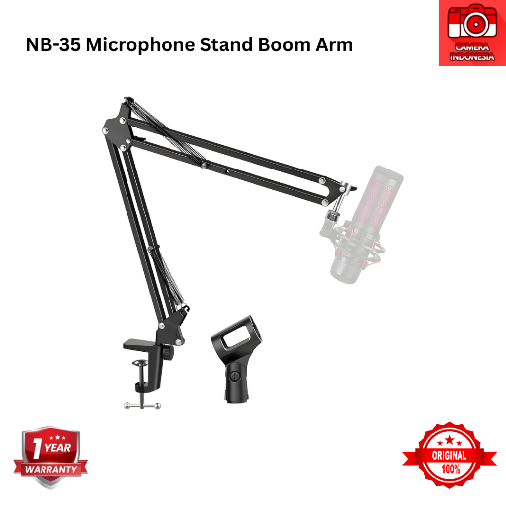 NB-35 Mic Stand Boom Arm Adjustable Suspension Boom Scissor Microphone Arm for Podcast, Gaming, Reco