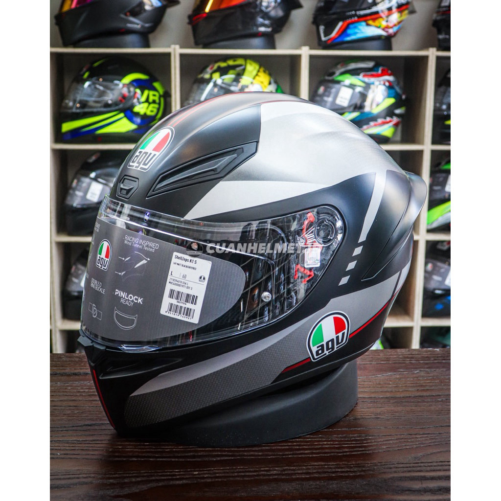 AGV K1 S Lap Matt Black/Grey/Red / Helm Full Face AGV Model Sport Original
