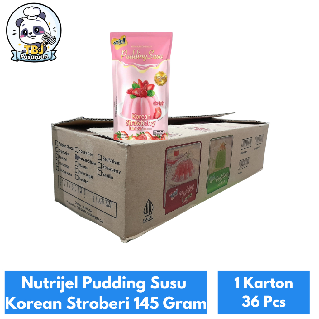 Nutrijell Pudding Susu Korean Stroberi 145 Gram Kemasan 1 Karton Isi 36 Pcs