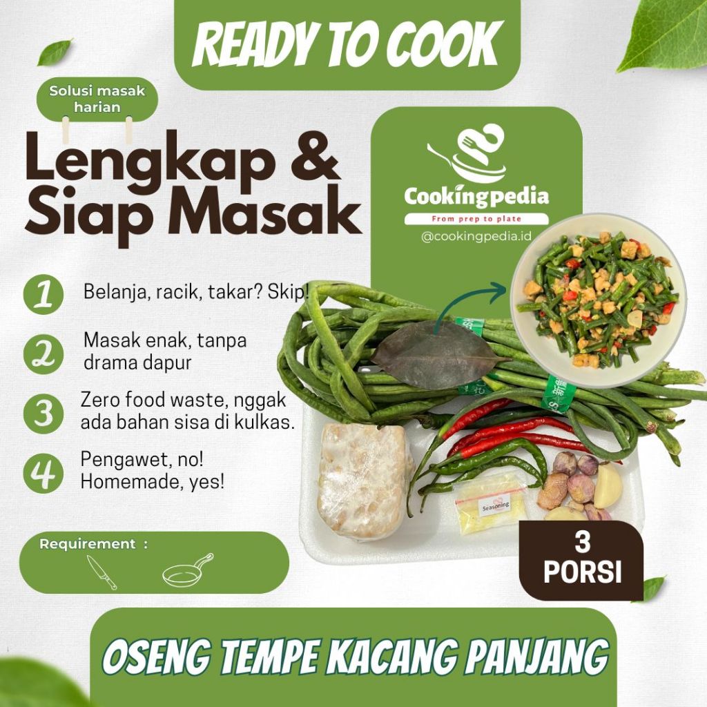 

[Cookingpedia] Paket Masak Oseng Tempe Kacang Panjang I Paket Masak Praktis I Sayur Pack I Sayur Segar I Ready to Cook