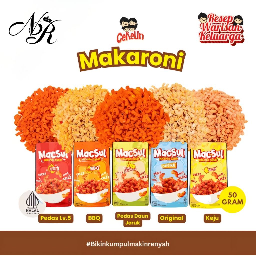 

Cemilan CEKELIN Makaroni (MacSul Macaroni Sultan) - Isi 50gr varian rasa