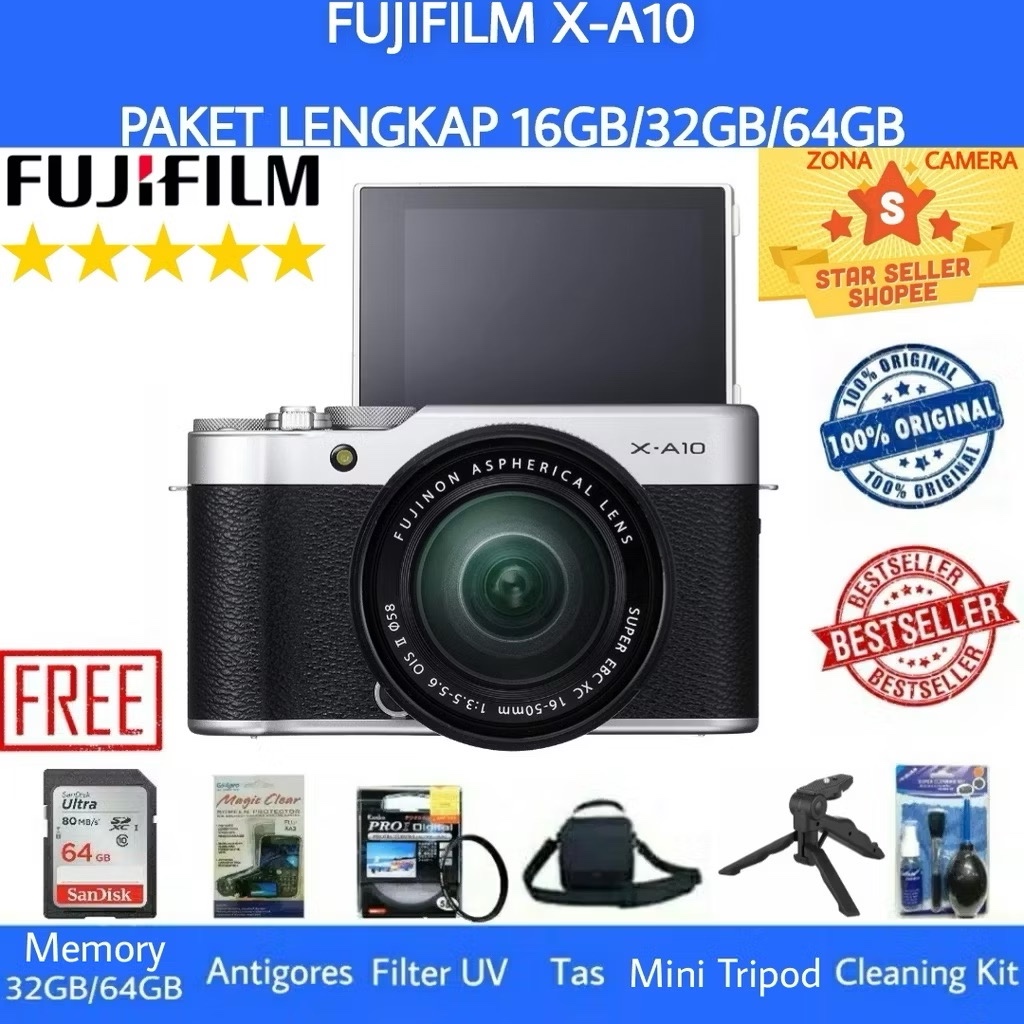 [NEW] FUJIFILM X-A10 / FUJIFILM XA10 KIT 16-50MM OIS II WIFI - PAKET LENGKAP