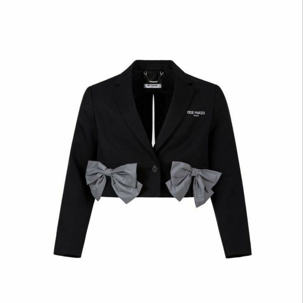 Blazer crop wanita korean style ribbon blazer