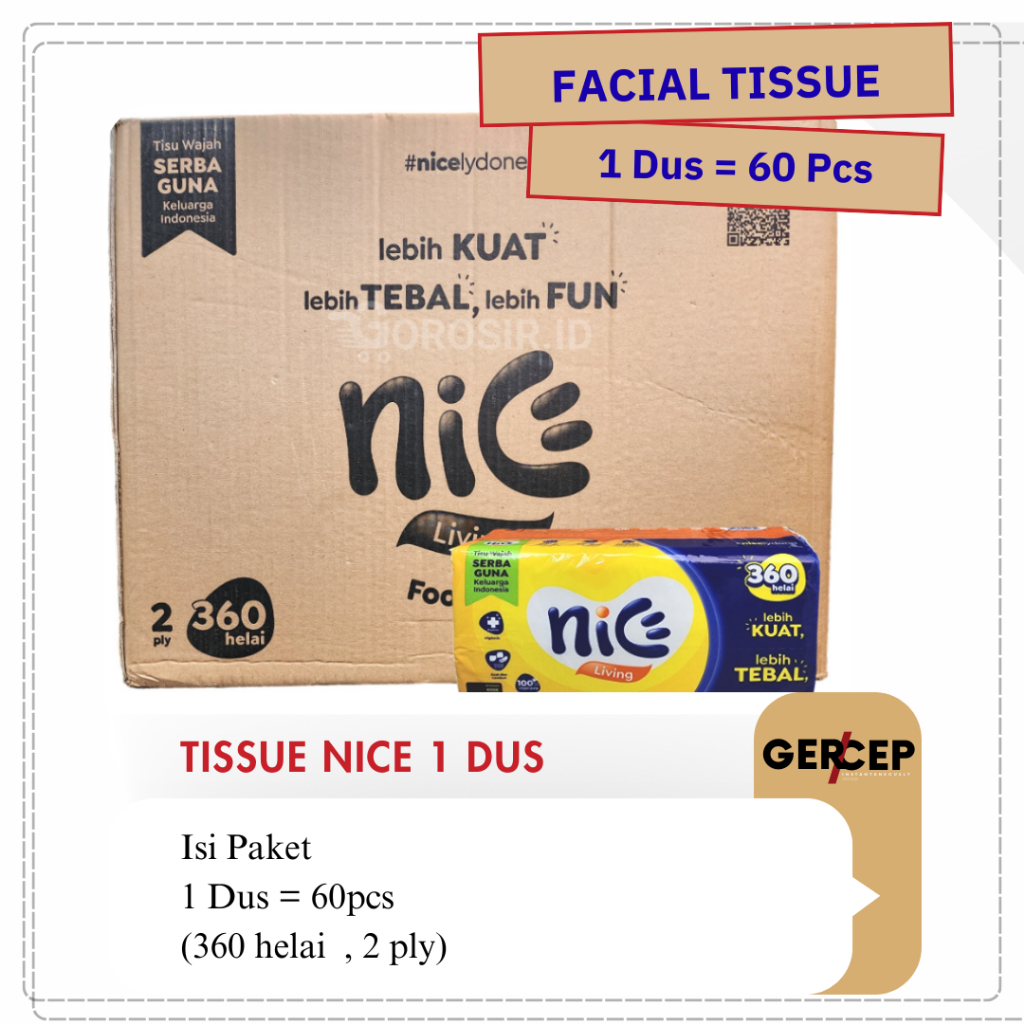 1 Dus Tissue Nice 180 Sheet (60 Pcs) 2Ply